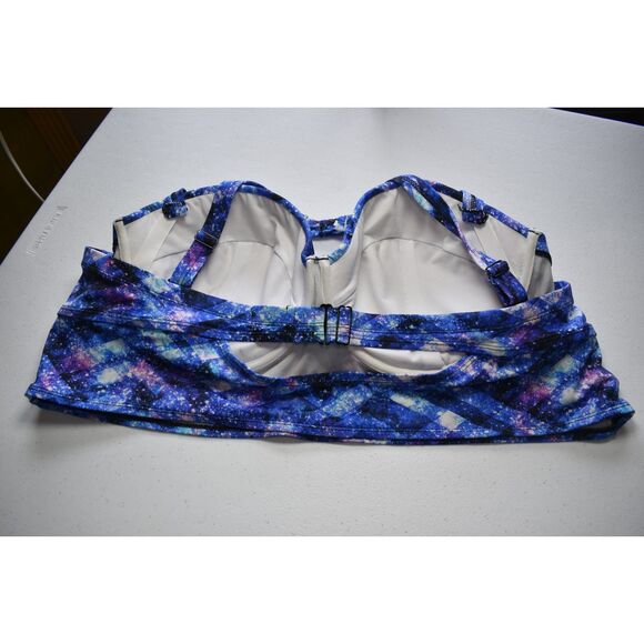 Torrid Geo Push Up Swim Bikini Top Galaxy Blue Strappy Criss Cross Plus Size 5 - Picture 3 of 4